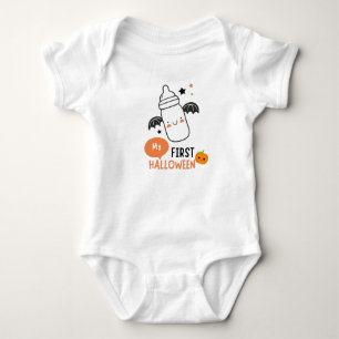 MY FIRST HALLOWEEN MOM with CUTE BABY BOTTLE. Baby Bodysuit
