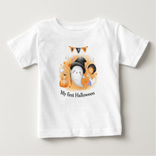 My first Halloween Orange Boo Ghost baby T-Shirt