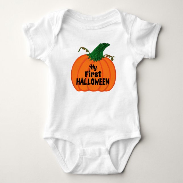 My First Halloween Orange Pumpkin  Baby Bodysuit (Front)