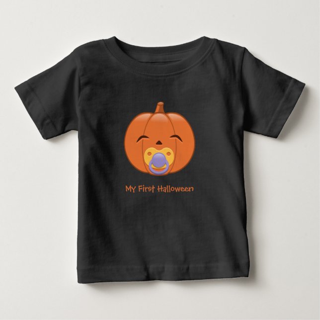 My First Halloween Pacifier Pumpkin Baby T-Shirt (Front)