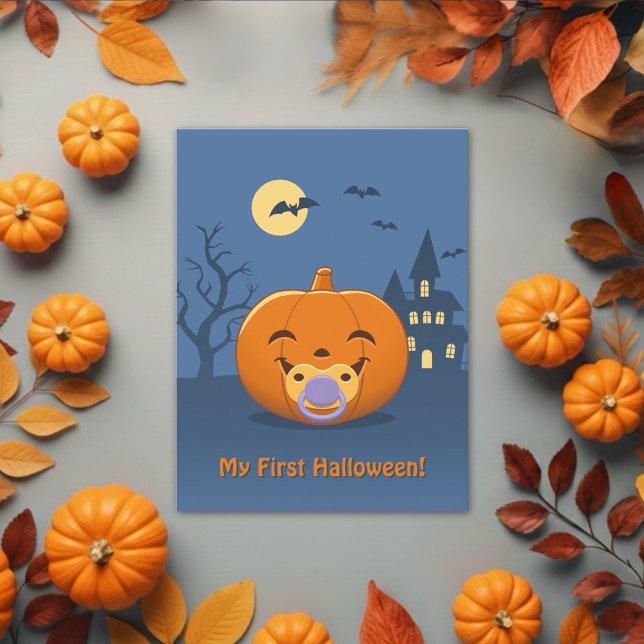 My First Halloween Pacifier Pumpkin Postcard (Creator Uploaded)
