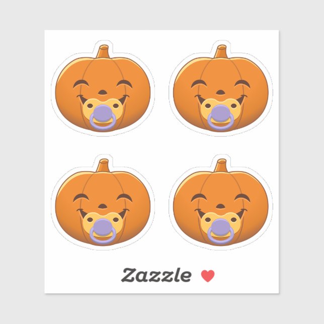 My First Halloween Pacifier Pumpkin Set of 4 Sticker (Sheet)