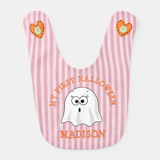 My First Halloween Personalized Ghost Bib (Front)