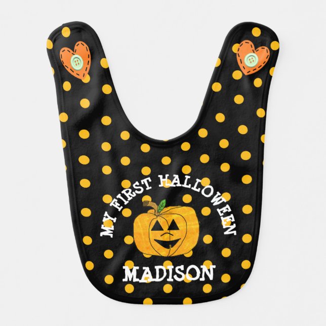 My First Halloween Personalized Pumpkin Bib (Front)