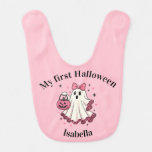 My First Halloween - Pink Ghost Baby Bib