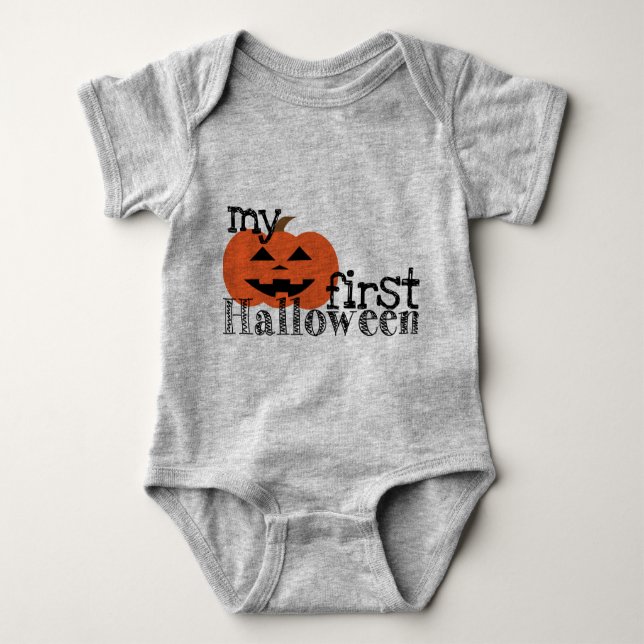My First Halloween Pumpkin Romper (Front)