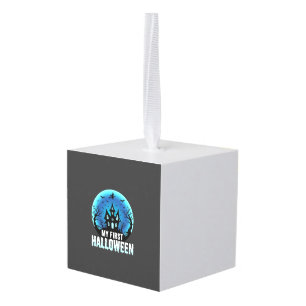 My First Halloween Spooky Haunted House Design_1 Cube Ornament