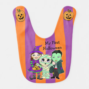 My First Halloween Vampire, Mummy and Witch Baby Baby Bib