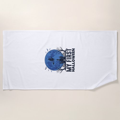 My First Halloween Vintage Engraving Kids Design_1 Beach Towel