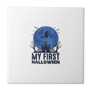 My First Halloween Vintage Engraving Kids Design_1 Ceramic Tile