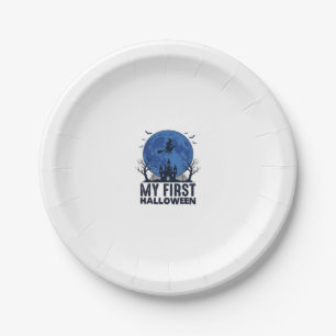 My First Halloween Vintage Engraving Kids Design_1 Paper Plates