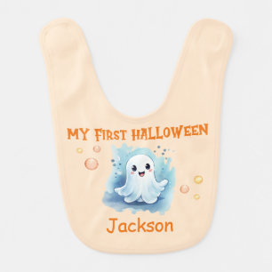 My First Halloween Watercolor Ghost Baby Bib