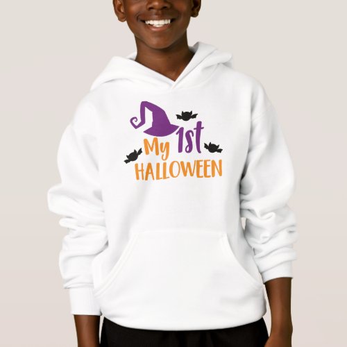 My First Halloween Witch Hat Pointy Hat Bats Hoodie