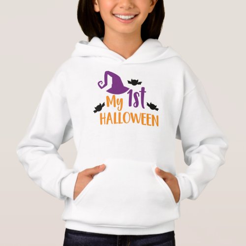 My First Halloween Witch Hat Pointy Hat Bats Hoodie