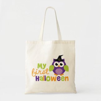 My First Halloween Witch Owl Tote Bags