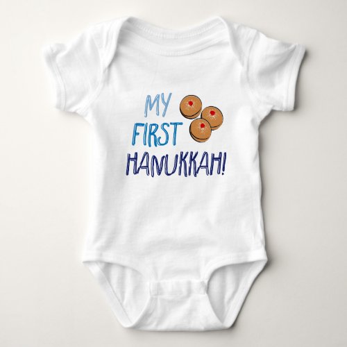 My First Hanukkah Cute Donut Sufganiyot Baby Baby Bodysuit
