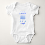 My First Hanukkah Menorah For Newborn Boy Baby Bodysuit<br><div class="desc">My first Hanukkah newborn baby's bodysuit with a menorah and cute kids handwriting in blue for a newborn boy.</div>