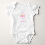 My First Hanukkah Menorah For Newborn Girl Baby Bodysuit<br><div class="desc">My first Hanukkah newborn baby's bodysuit with a menorah and cute kids handwriting in pink.</div>