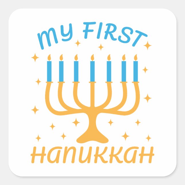 My First Hanukkah Square Sticker (Front)