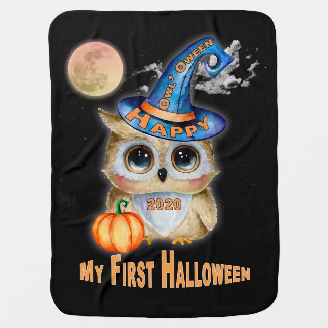 My First Happy Halloween “Owl’Oween” Baby Blanket (Front)