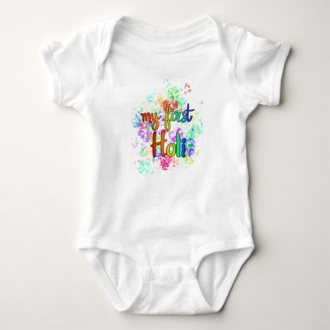 My first Holi! (Indian Holiday) Baby Bodysuit (Front)