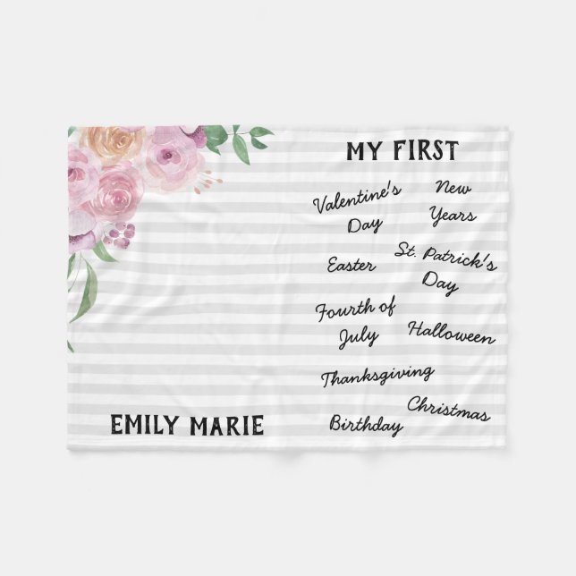 "My First" Holiday Milestone Baby Blanket (Front (Horizontal))