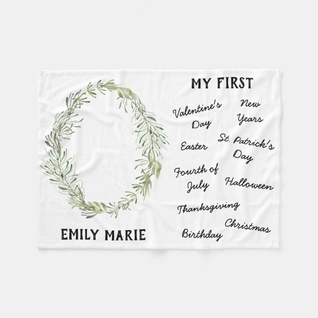 "My First" Holiday Milestone Baby Blanket (Front (Horizontal))