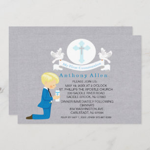My First Holy Communion Boy Kneeling Invitation