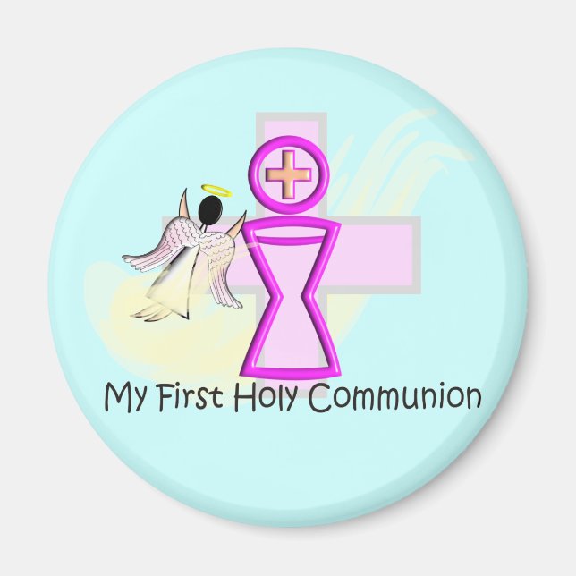 My First Holy Communion Chalice and Angel Magnet (Front)