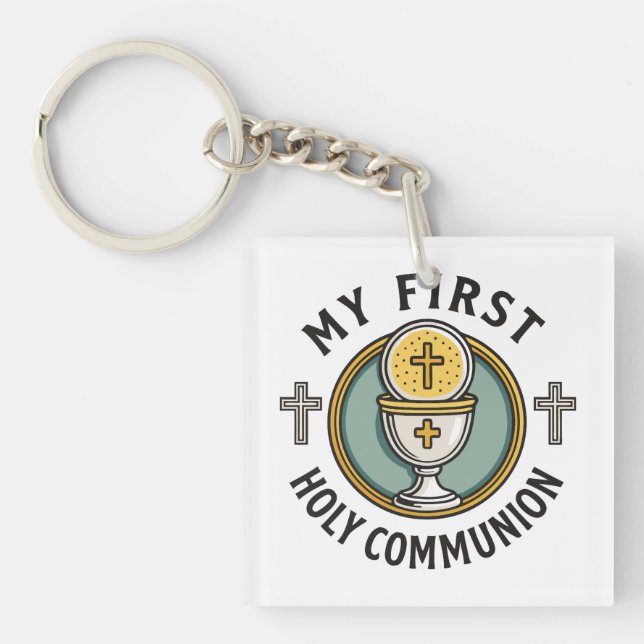 My First Holy Communion Eucharist 1st Christian  Keychain (Front)