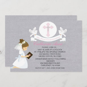My First Holy Communion Girl Kneeling Invitation