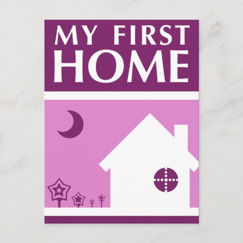 my first home mod mauve postcard