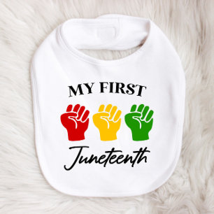 My First Juneteenth Red Green Yellow Fists Baby Bib