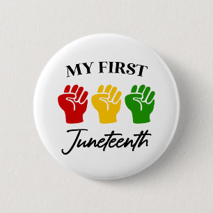 My First Juneteenth Red Green Yellow Fists Button
