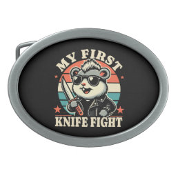 My First Knife Fight - Cool Hamster Belt Buckle