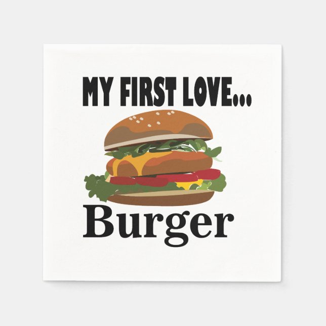 My First Love Burger Party Napkins (Front)