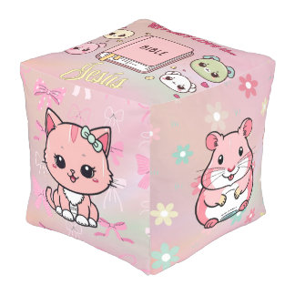 “My First Love Is Jesus” with Cute Animal Design Pouf