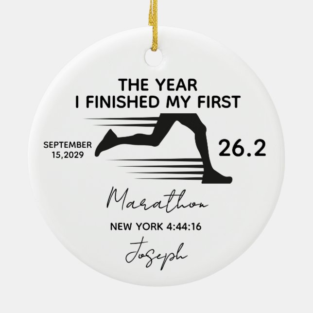 My First Marathon 26.2 Custom Name & Year Ceramic Ornament (Back)