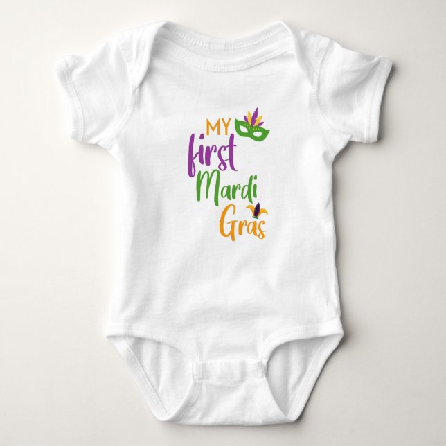 My First Mardi Gras // Cute Carnival Party Baby Bodysuit (Front)