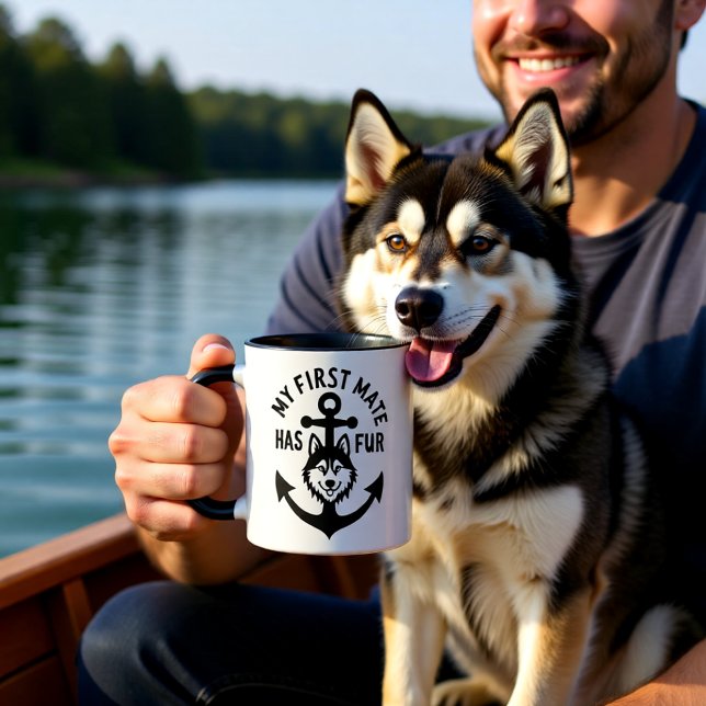 My First Mate Has Fur Husky Dog Nautical Anchor Mug (Creator Uploaded)