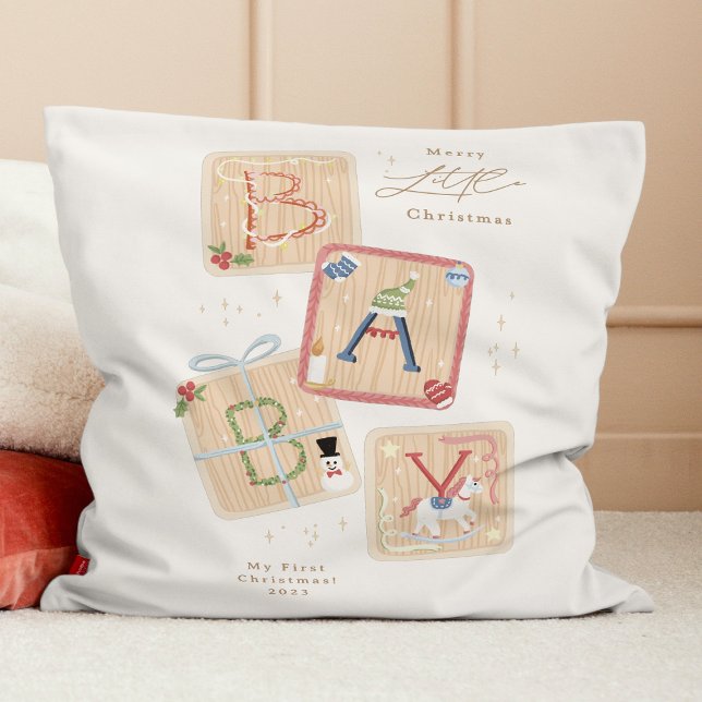 My First Merry Christmas Babys Birth Holiday Throw Pillow (Creator Uploaded)