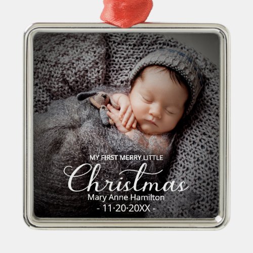 My First Merry Little Christmas Newborn Baby Metal Ornament