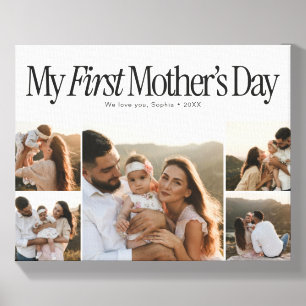 My First Mother’s Day Retro Photo Collage Canvas Photo Tile
