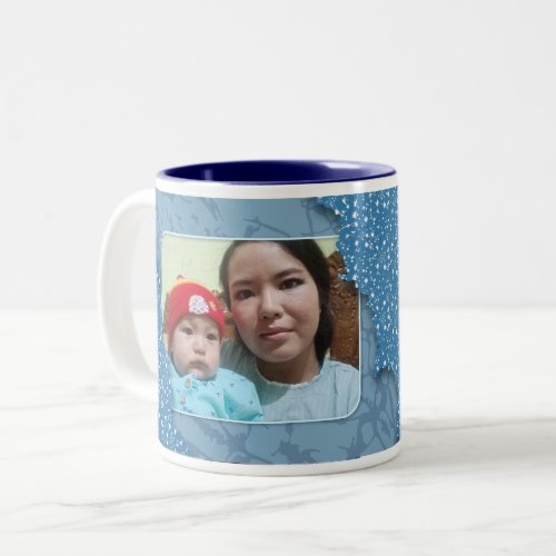 My First Mothers Day_Blue Glitter Photo Templete Two_Tone Coffee Mug