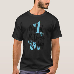 My First Mothers Day  Boy Heart Footprint Mother's T-Shirt