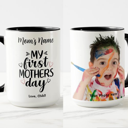 My First Mothers Day Hearts Customizable Photo Mug