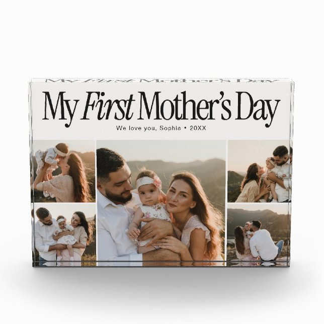 My First Mothers Day Retro Photo Collage Block (Front)