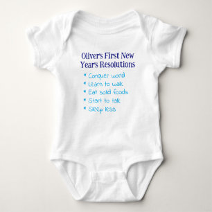 My First New Year's Resolutions, Baby Boy Funny    Baby Bodysuit