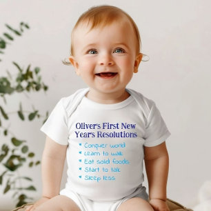 My First New Year's Resolutions, Baby Boy Funny Baby Bodysuit