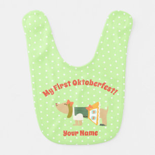 "My First Oktoberfest" Baby Bib with Cute Dog